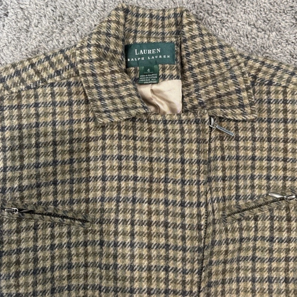 Lauren Ralph Lauren Vintage 100% Wool Houndstooth Jacket Blazer Womens Size 4 - Picture 8 of 14